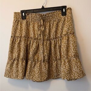 Chic Floral Tiered Skirt in Brown